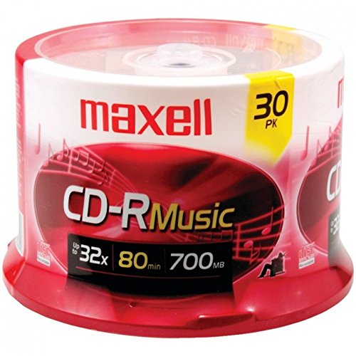 Maxell Music CD-R Media Spindle, 700MB/80 Minutes, Pack of 30 | eBay