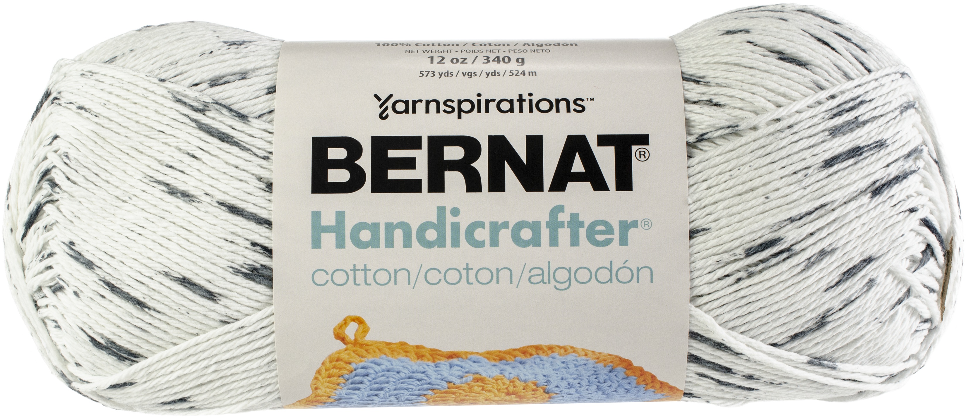 Bernat Handicrafter Cotton Yarn, Gauge 4 Medium Worsted, Salt/Pepper ...